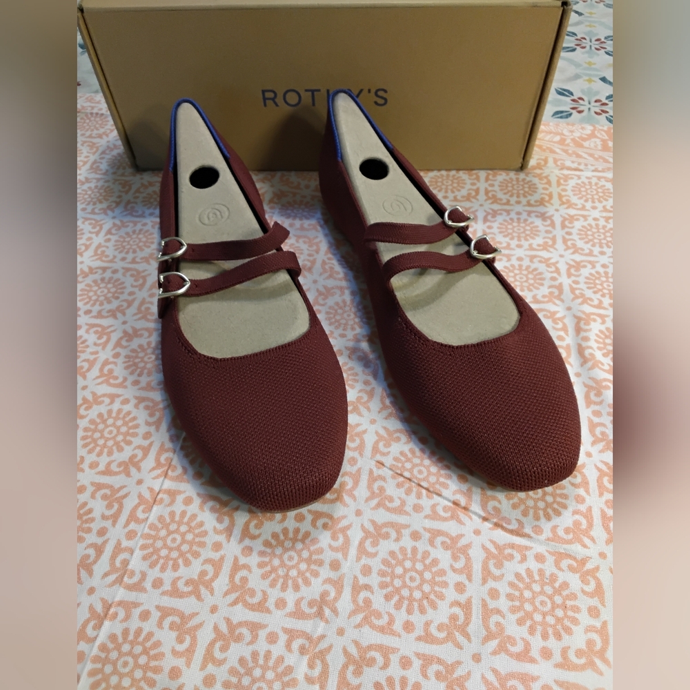 Rothy's Double Strap Burgundy Flats Cabernet